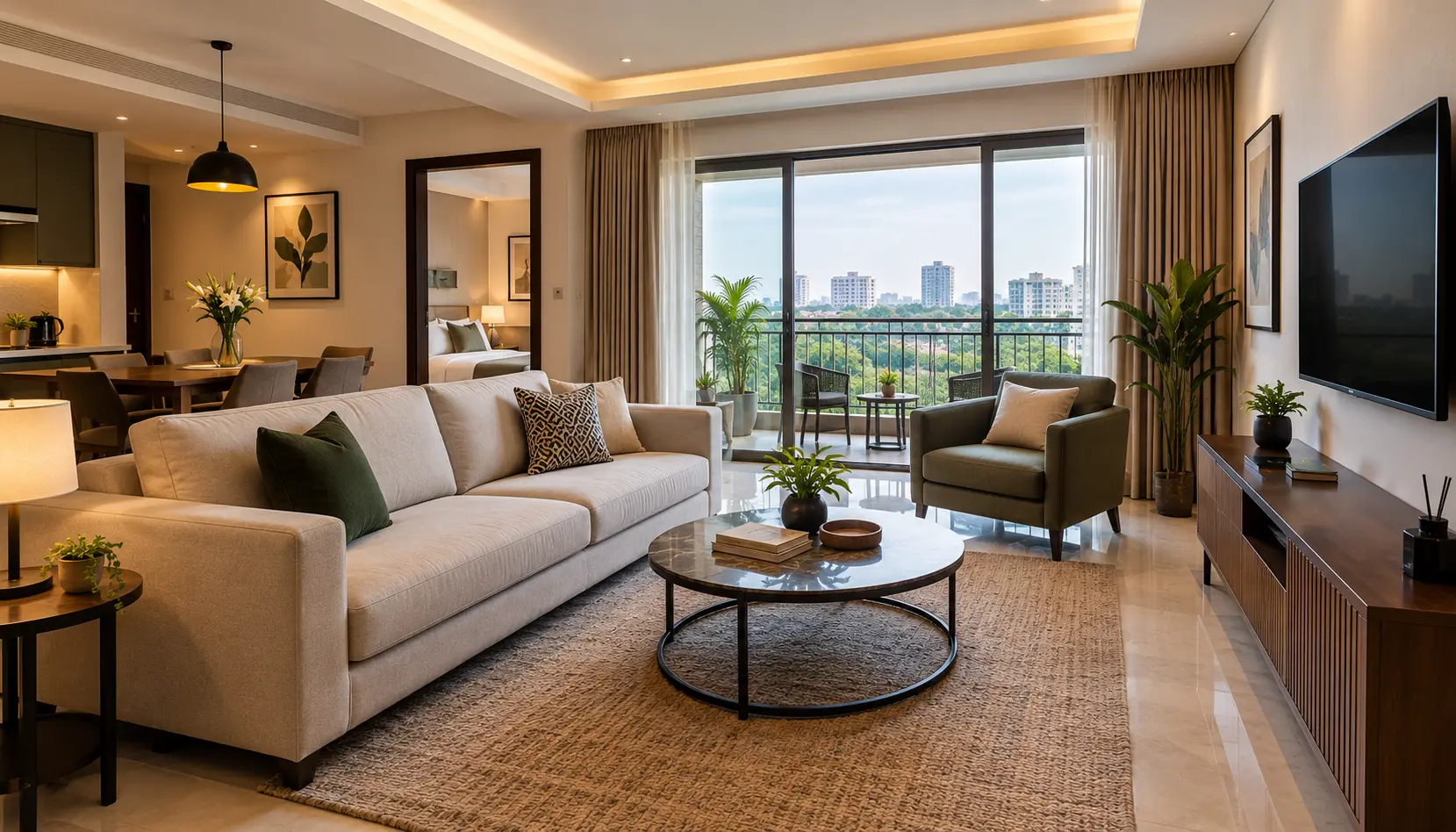 furnished service apartment interior South Delhi monthly stay